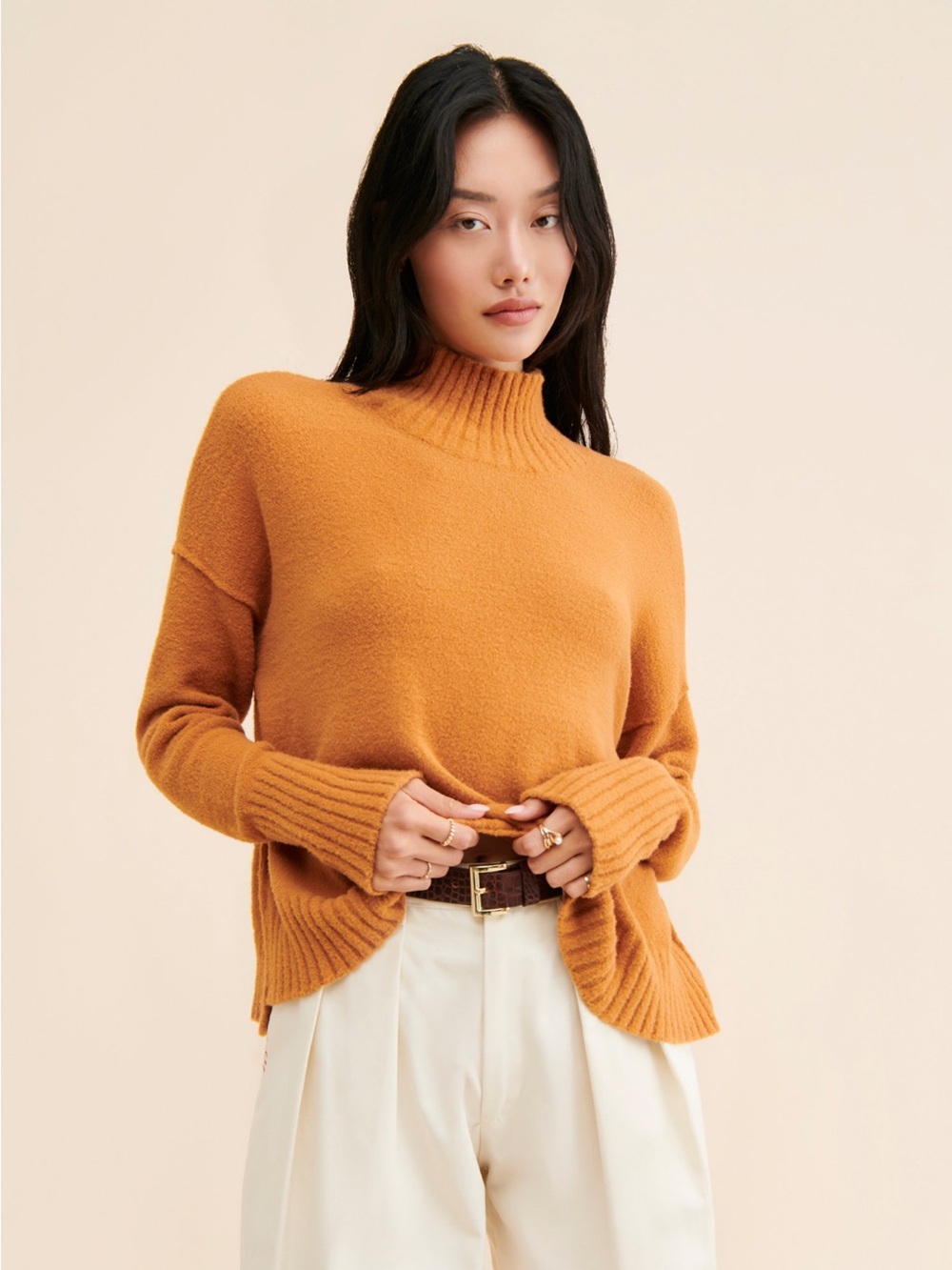 Free People Vancouver Knit Turtleneck in Brown